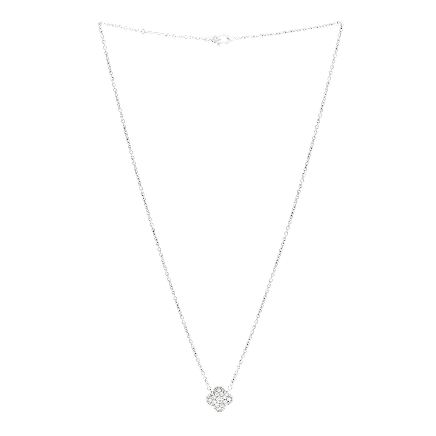 Van Cleef & Arpels 18K White Gold Diamond Pure Alhambra Pendant Necklace 3 of 6