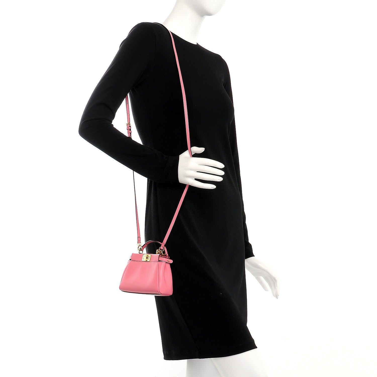 Fendi Shiny Nappa Micro Peekaboo Iconic Satchel Rosa Fluo 2 of 10