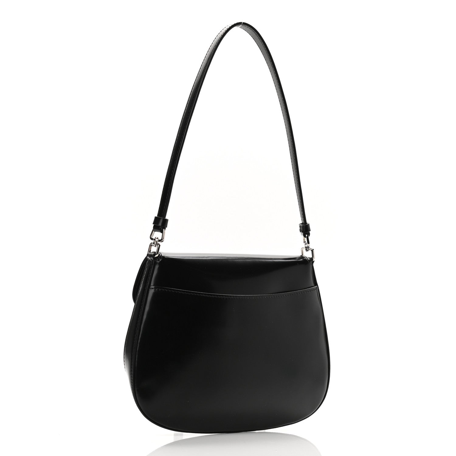 Prada Spazzolato Cleo Flap Shoulder Bag Black 3 of 9
