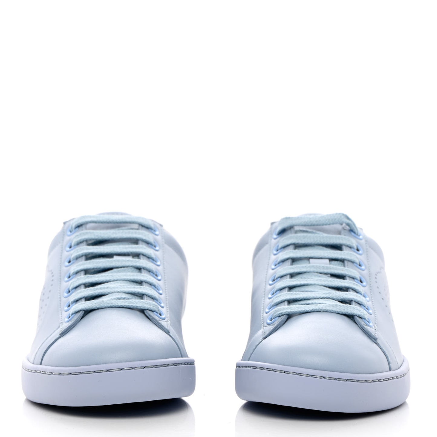 Calfskin Interlocking G Perforated Womens Ace Sneakers 35 Porcelain Light Blue Zaffiro