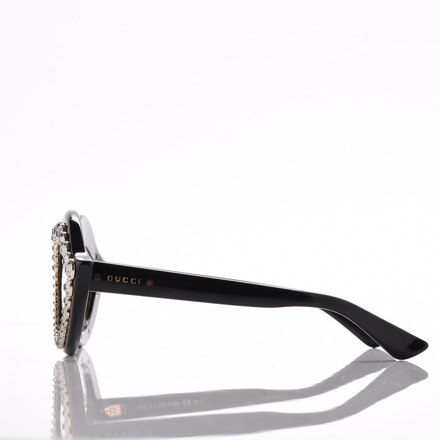 Gucci Acetate Crystal Studded Cat Eye Sunglasses GG3867/S Black 2 of 7