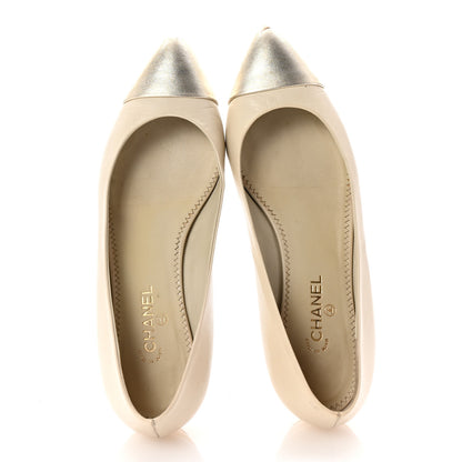 Chanel Lambskin Coco Line Pointed Toe Ballerina Flats 36 Light Beige Gold 2 of 10