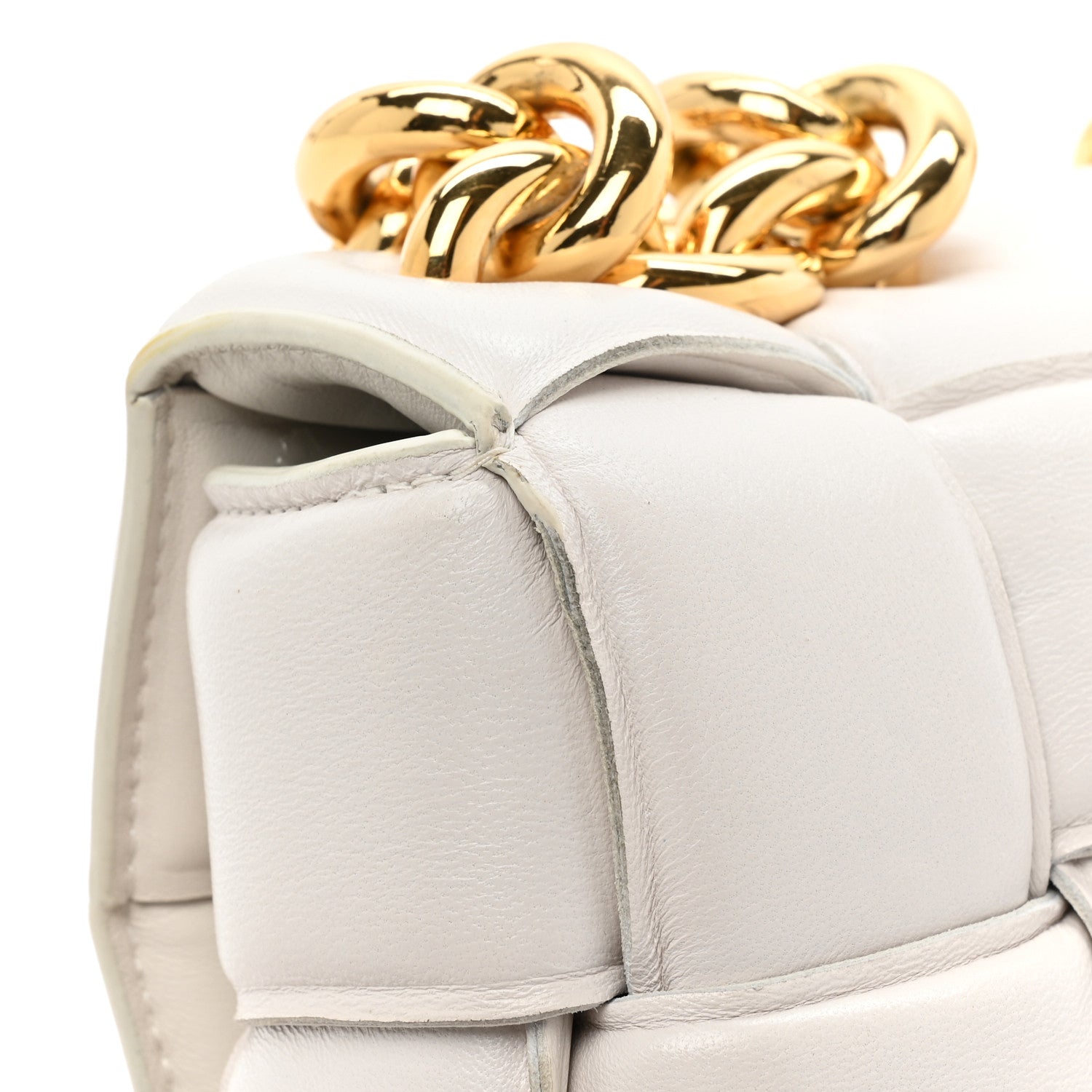 Bottega Veneta Lambskin Maxi Intreccio Padded Chain Cassette Crossbody Bag White 13 of 15