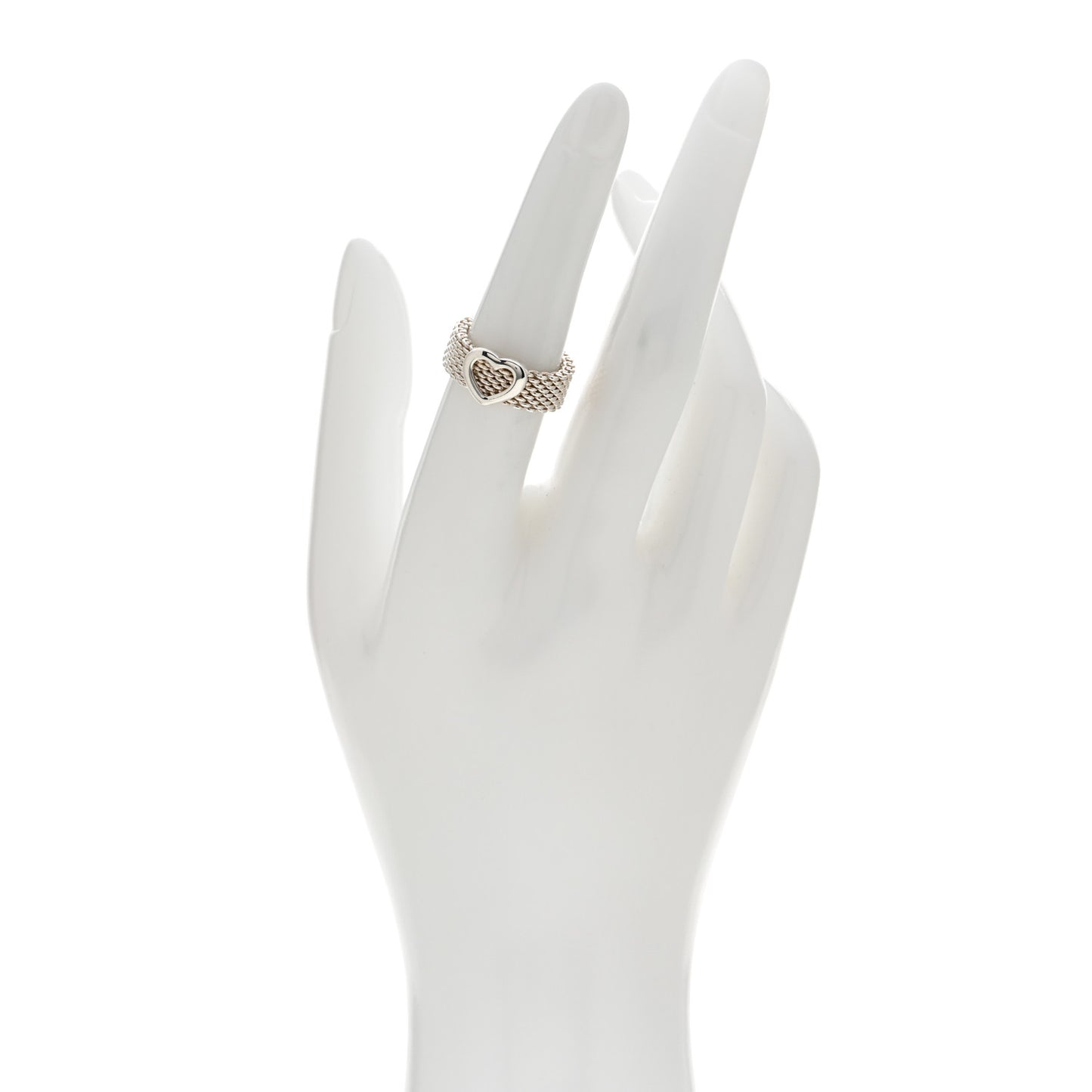 Sterling Silver Somerset Mesh Heart Ring 50 5.5