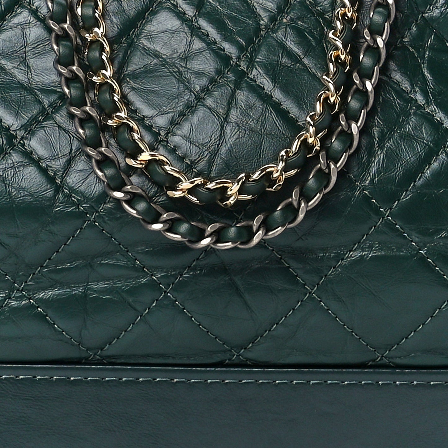 Aged Calfskin Quilted Medium Gabrielle Hobo Dark Green