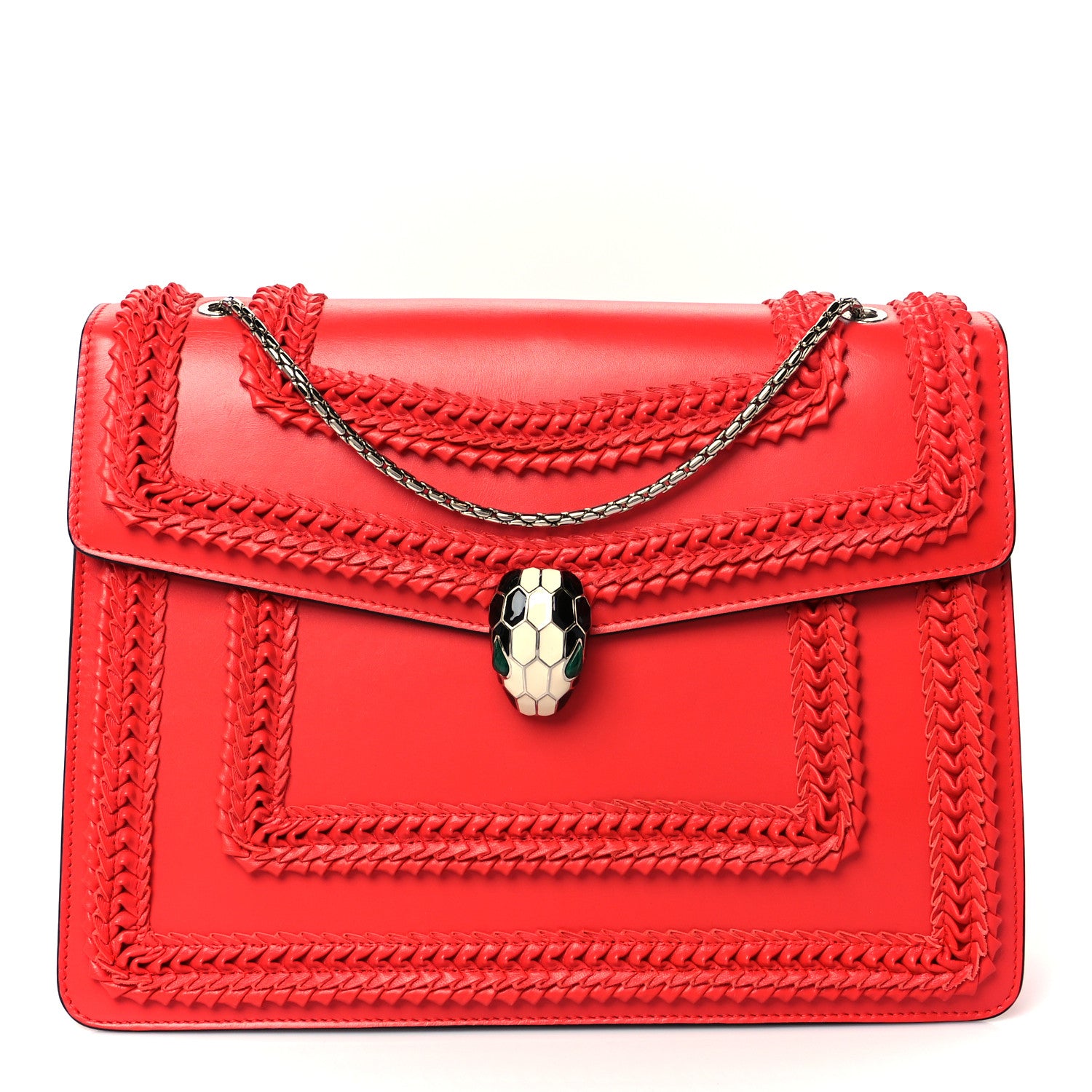 Bulgari Calfskin Plisse Serpenti Forever Crossbody Bag Red 1 of 12