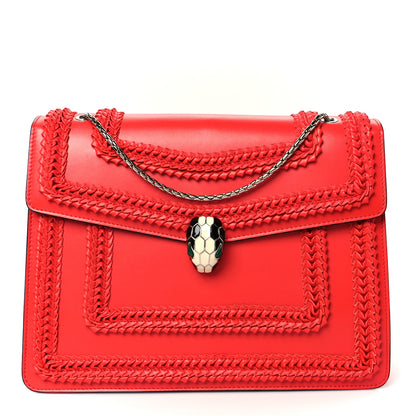 Bulgari Calfskin Plisse Serpenti Forever Crossbody Bag Red 1 of 12
