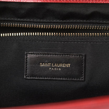 Saint Laurent Grain De Poudre Matelasse Chevron Large Monogram Satchel Lipstick Red 6 of 15