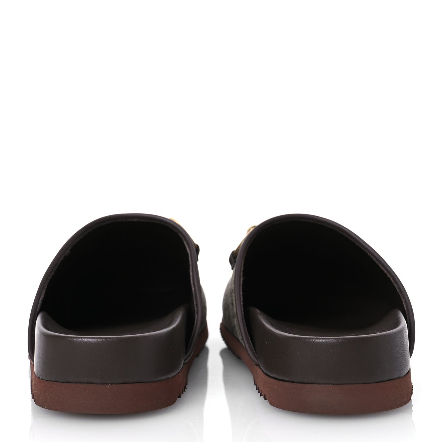 GG Supreme Monogram Miro Soft Calfskin Womens Horsebit Slippers 36 Beige Ebony New Acero
