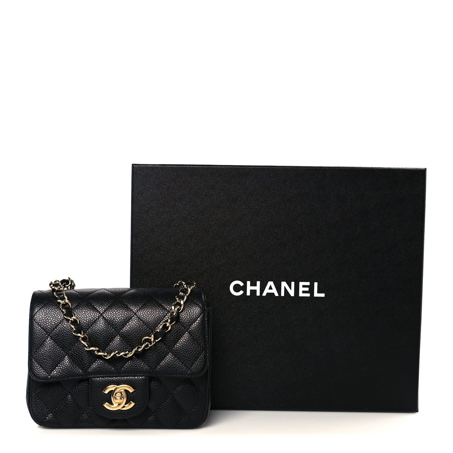 Caviar Quilted Mini Square Flap Black