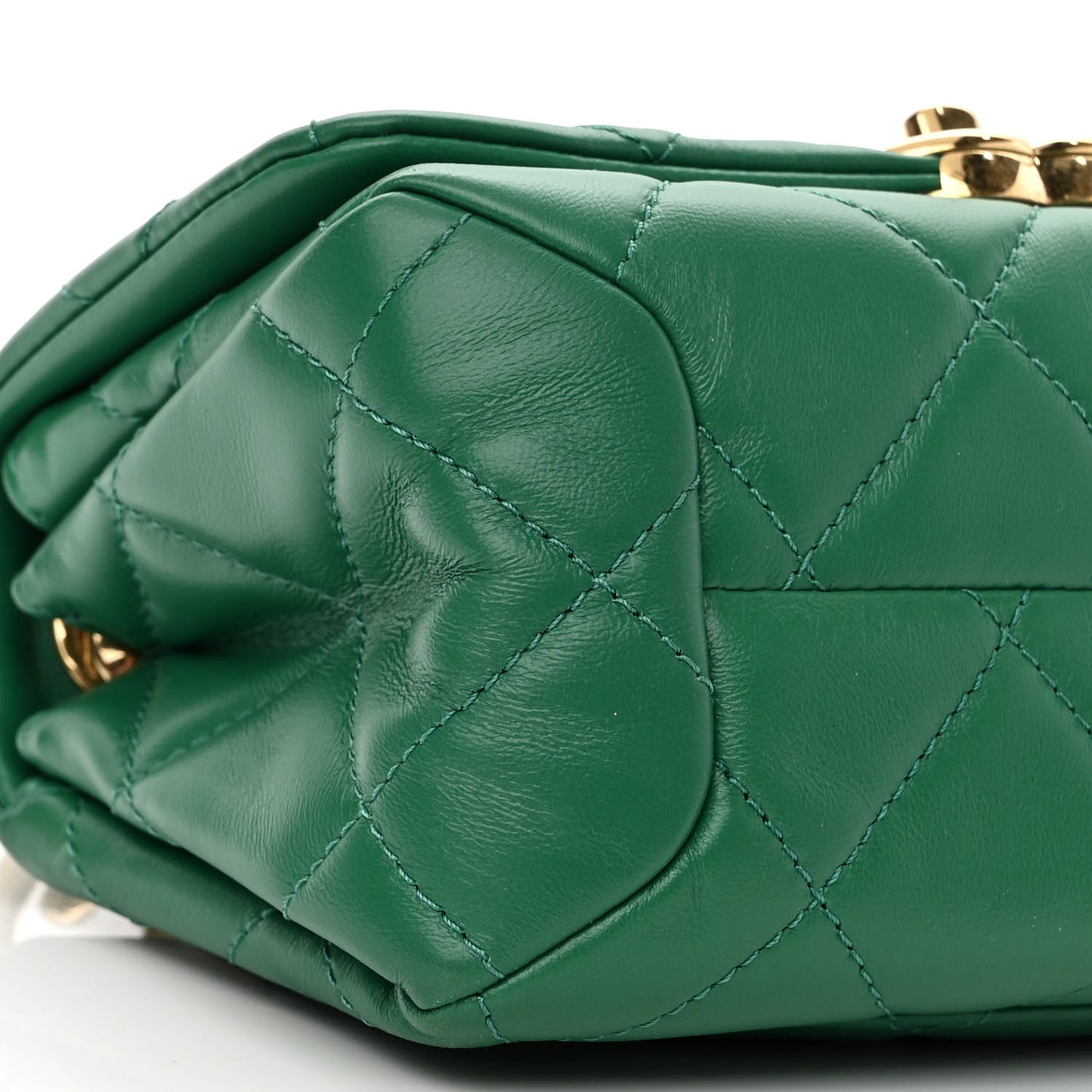 Lambskin Quilted Mini Color Match Flap Green
