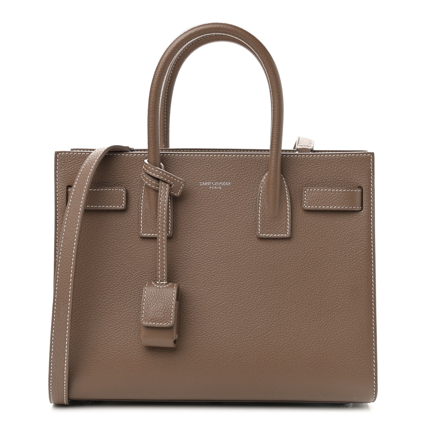 Saint Laurent Grained Calfskin Topstich Baby Sac De Jour Taupe 1 of 12