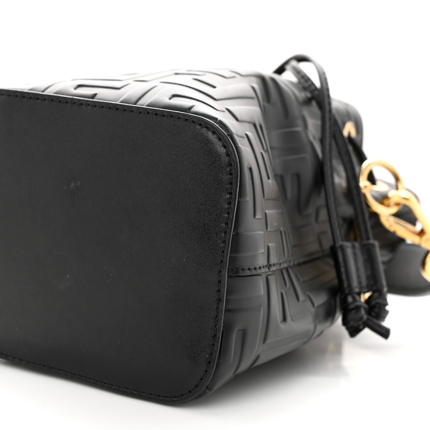 Vitello Liberty F is Fendi FF 1974 Embossed Mini Mon Tresor Bucket Bag Black
