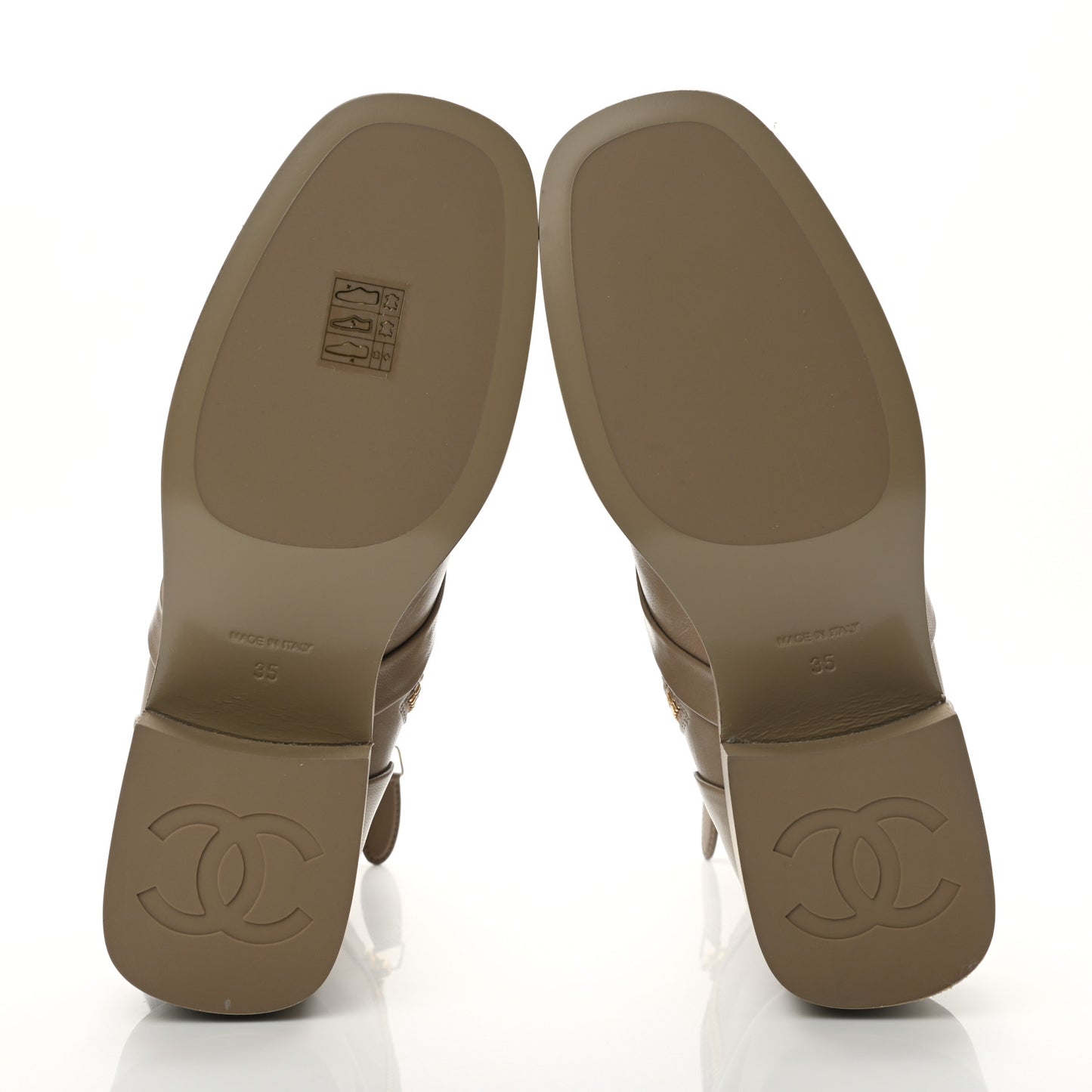 Shiny Goatskin Cap Toe Short Boots 35 Beige