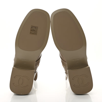 Chanel Shiny Goatskin Cap Toe Short Boots 35 Beige 5 of 9