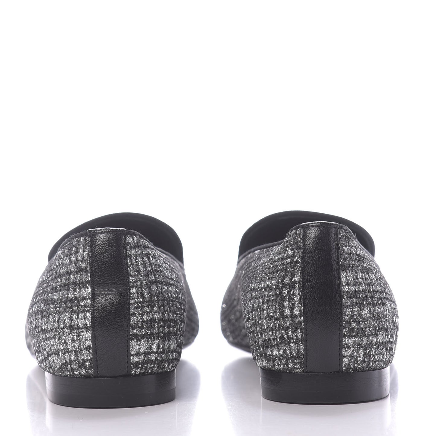 Fantasy Fabric Grosgrain CC Mocassin Loafers 37 White Black