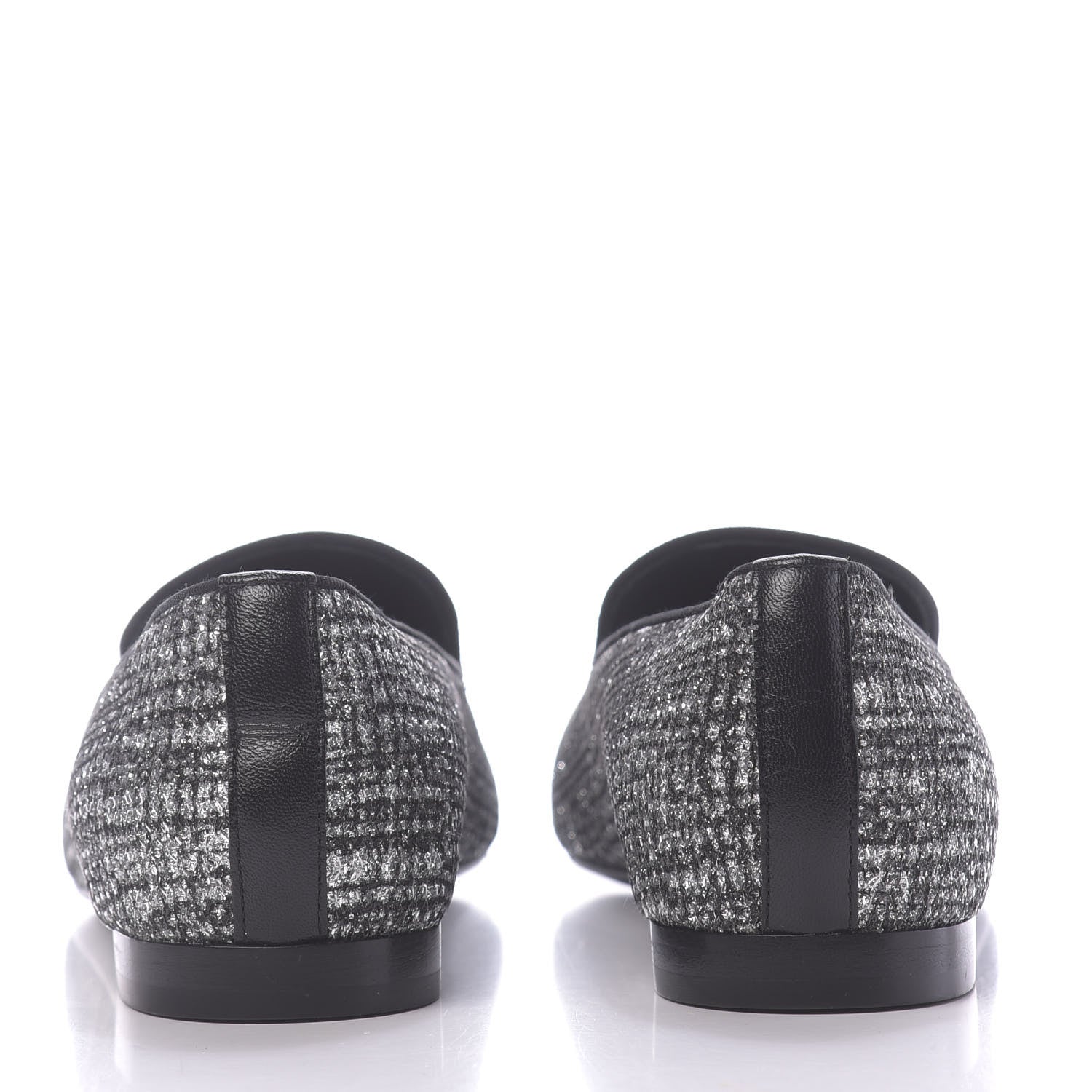 Chanel Fantasy Fabric Grosgrain CC Mocassin Loafers 37 White Black 7 of 11