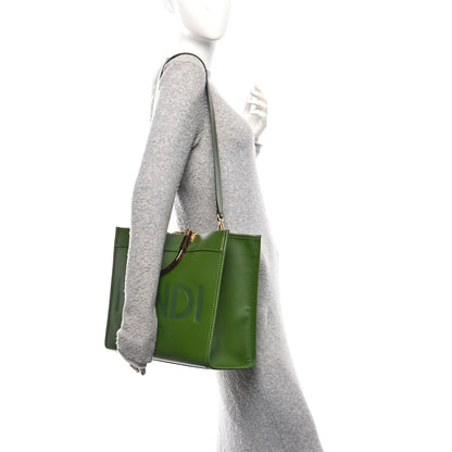 Fendi Vitello King Plexiglass Logo Embossed Medium Fendi Sunshine Shopper Tote Avocado 2 of 9