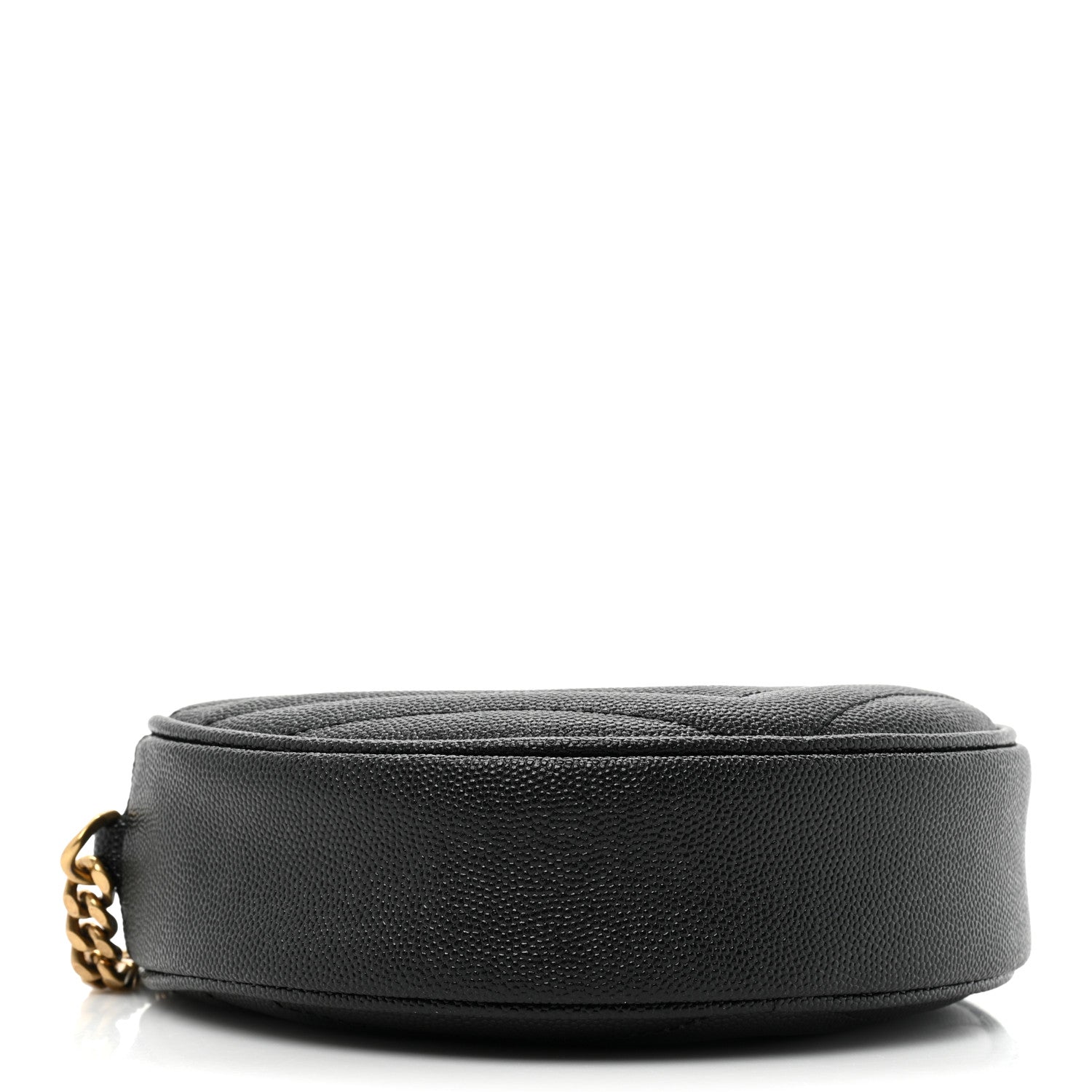 Saint Laurent Grain De Poudre Matelasse Chevron Quilted Round Vinyle Camera Bag Black 4 of 10