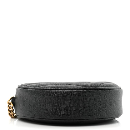 Saint Laurent Grain De Poudre Matelasse Chevron Quilted Round Vinyle Camera Bag Black 4 of 10