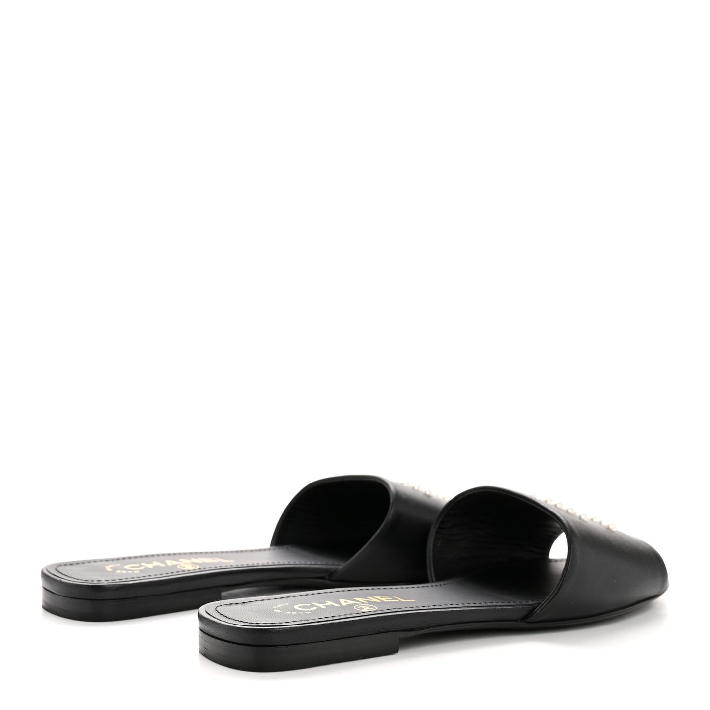 Lambskin Pearl CC Sandals 39 Black
