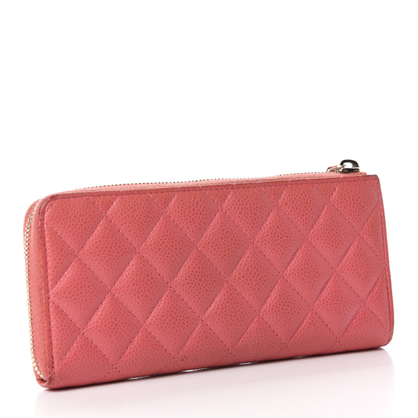 Caviar Quilted Zip Around Clutch Wallet Pink