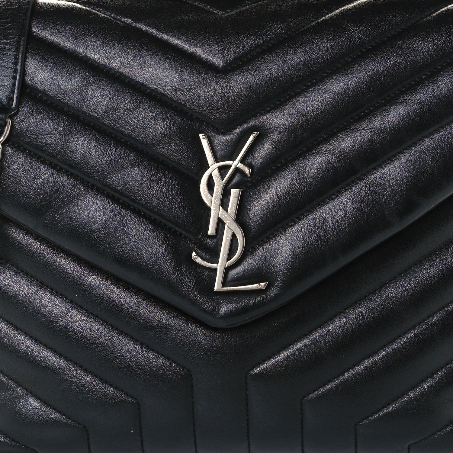Saint Laurent Calfskin Y Quilted Monogram Medium Loulou Chain Satchel Black 9 of 11