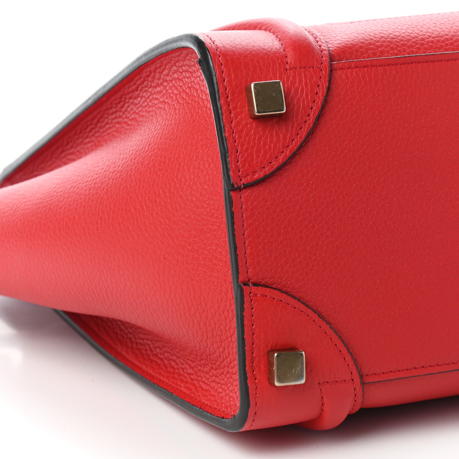 Celine Drummed Calfskin Micro Luggage Red 7 of 8