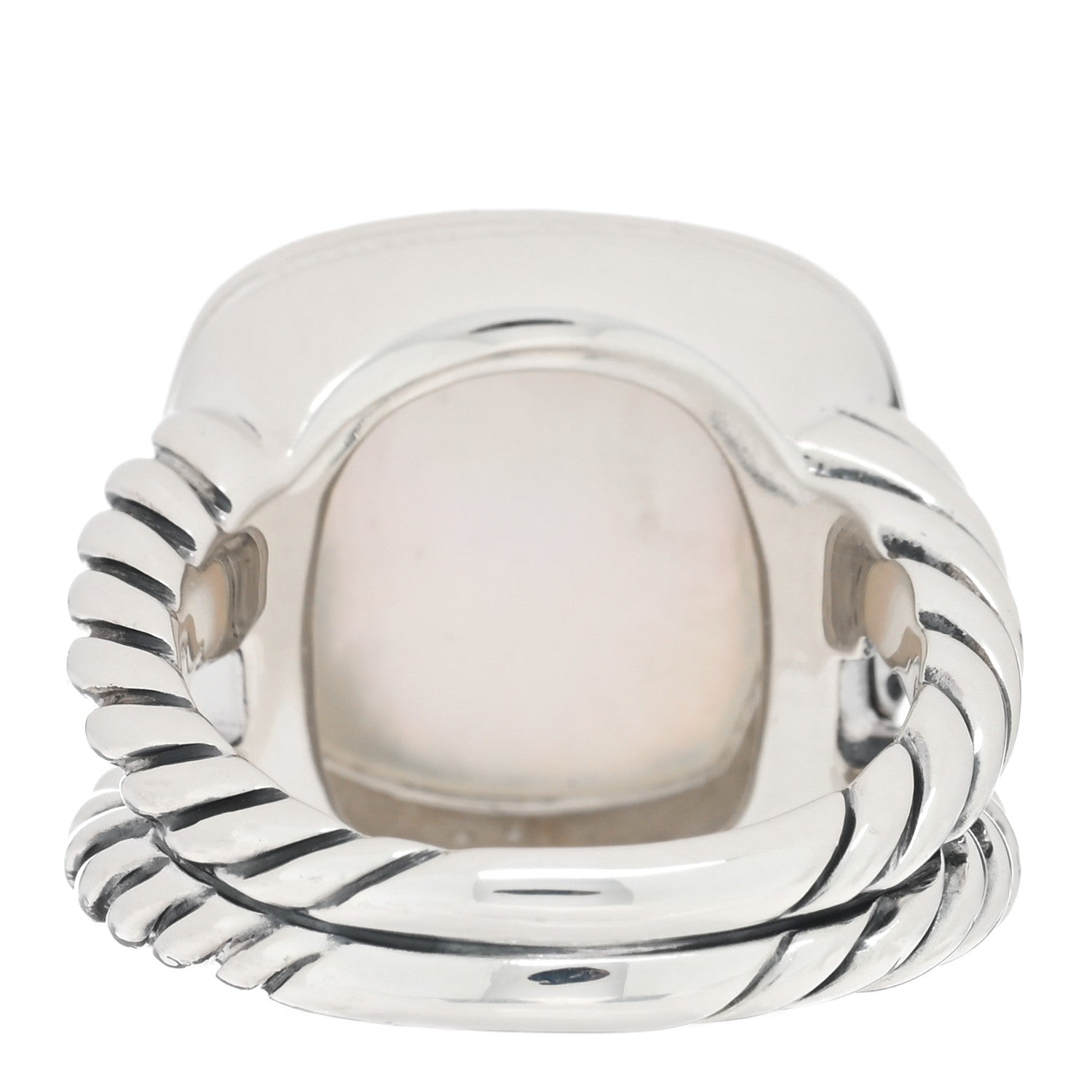 David Yurman Sterling Silver Diamond Mother of Pearl 14mm Albion Statement Ring 54 7 3 of 4
