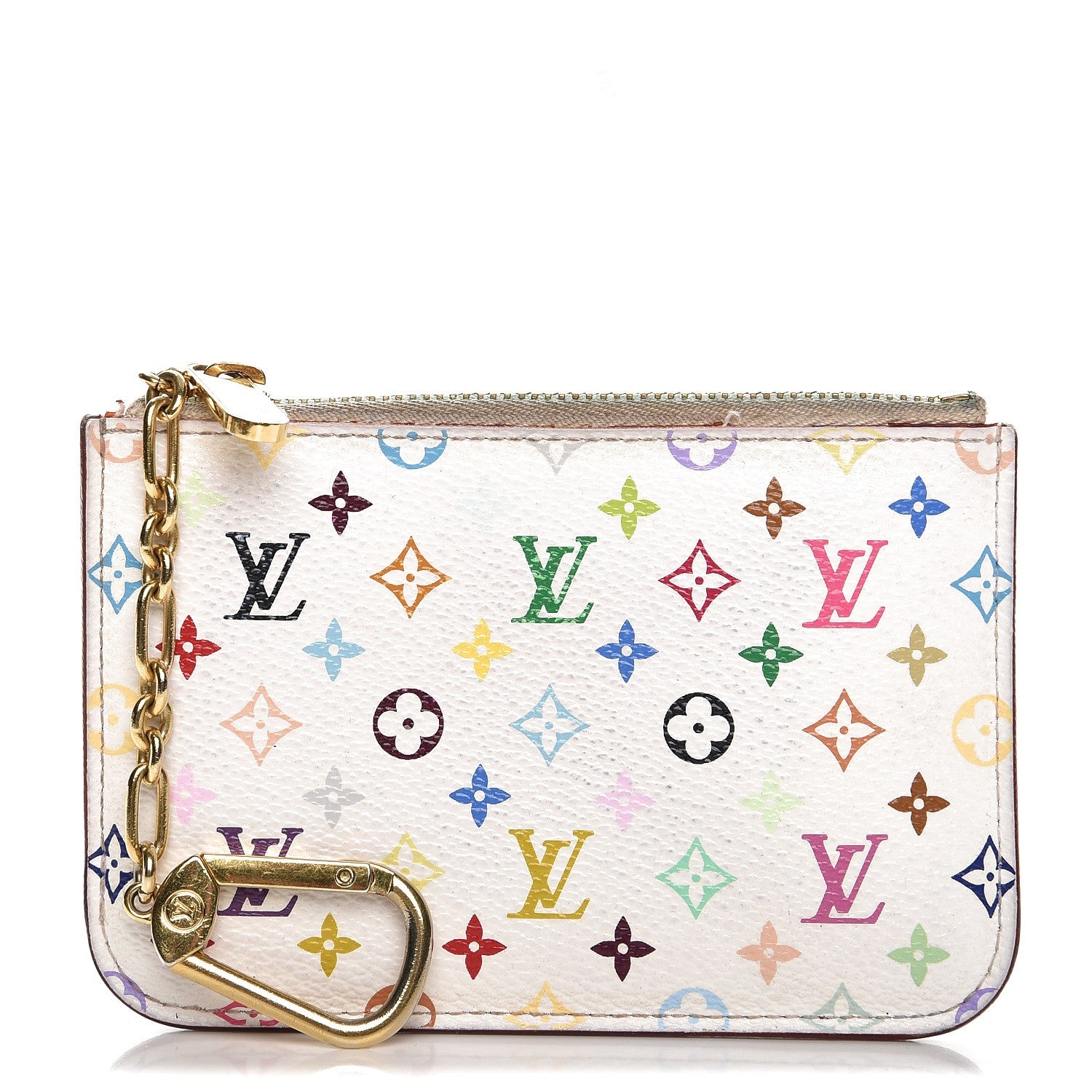 Louis Vuitton Monogram Multicolor Key Pouch White Litchi 1 of 12