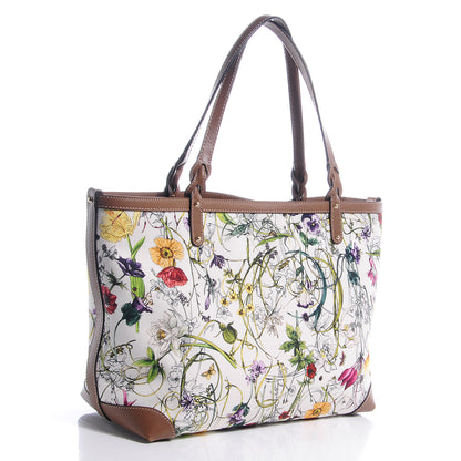 Gucci Canvas Flora Infinity Medium Craft Tote White Multicolor Acero 3 of 9