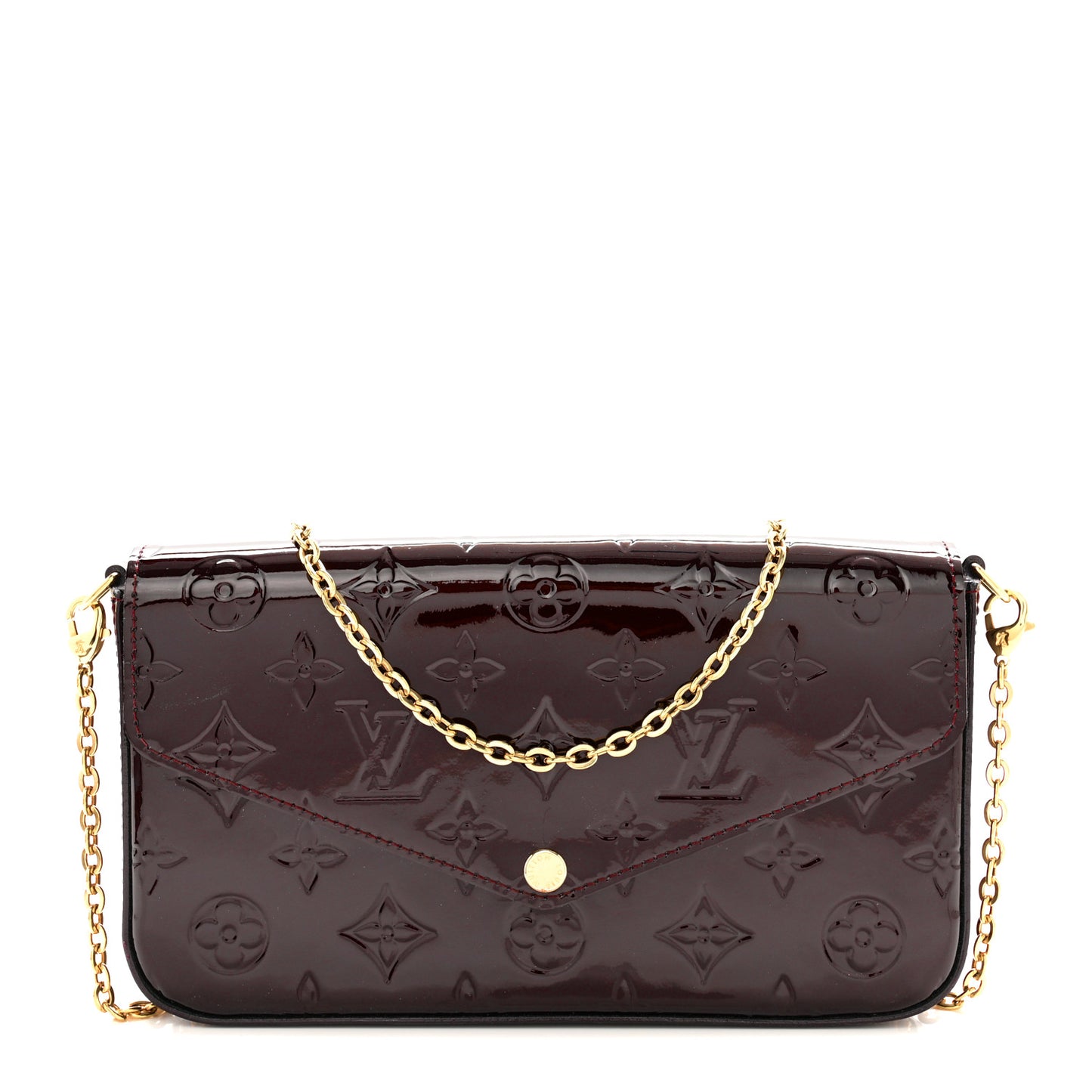 LOUIS VUITTON Vernis Pochette Felicie Chain Wallet Amarante