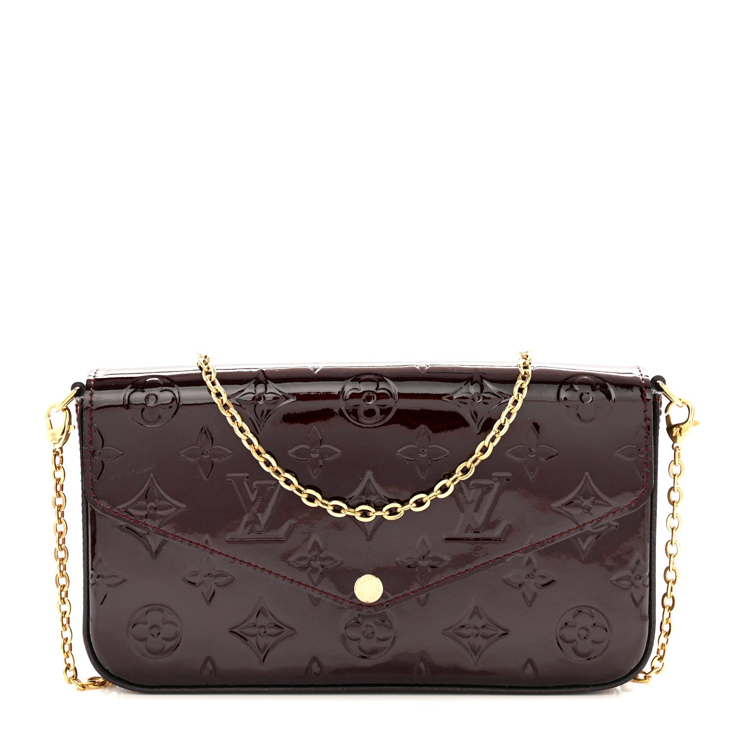 Louis Vuitton LOUIS VUITTON Vernis Pochette Felicie Chain Wallet Amarante 1 of 12