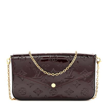 Louis Vuitton LOUIS VUITTON Vernis Pochette Felicie Chain Wallet Amarante 1 of 12