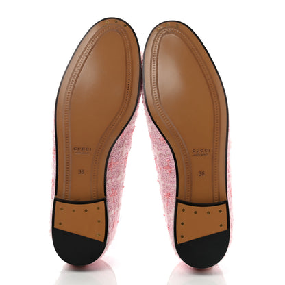 Gucci Wool Tweed Horsebit Womens Jordaan Loafers 36 Pink White Perfect Pink 7 of 8