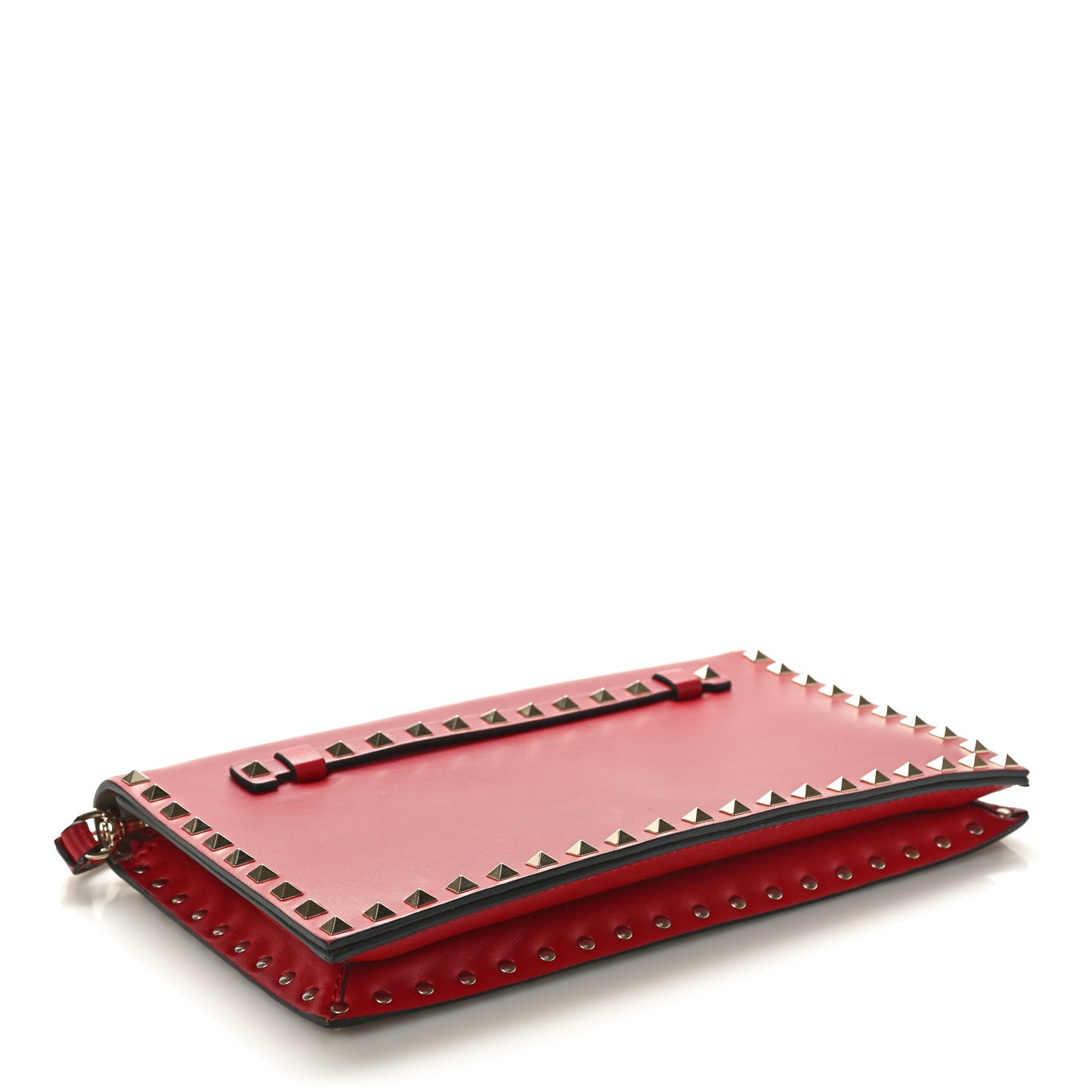 Nappa Rockstud Wristlet Clutch Rosso Valentino
