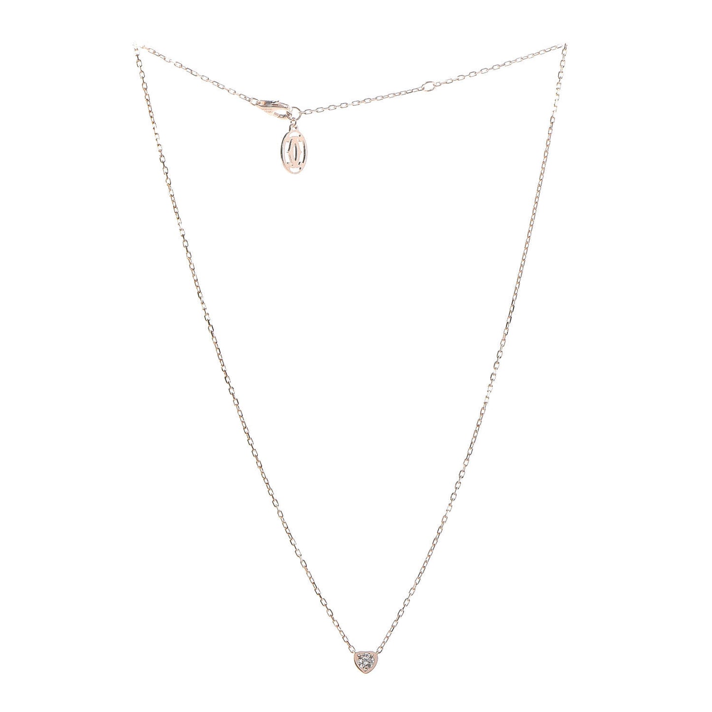 18K Pink Gold Diamond D'Amour Heart Pendant Necklace