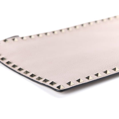 Valentino Garavani Pebbled Calfskin Large Rockstud Zip Pouch Poudre 6 of 9