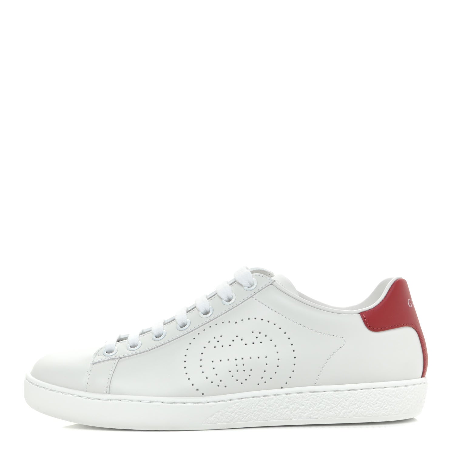 Gucci Calfskin Interlocking G Perforated Womens Ace Sneakers 36 White Hibiscus Red 1 of 11