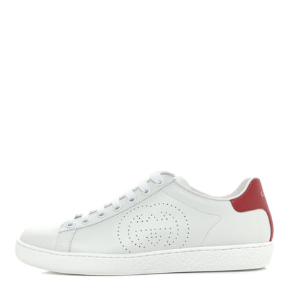 Gucci Calfskin Interlocking G Perforated Womens Ace Sneakers 36 White Hibiscus Red 1 of 11