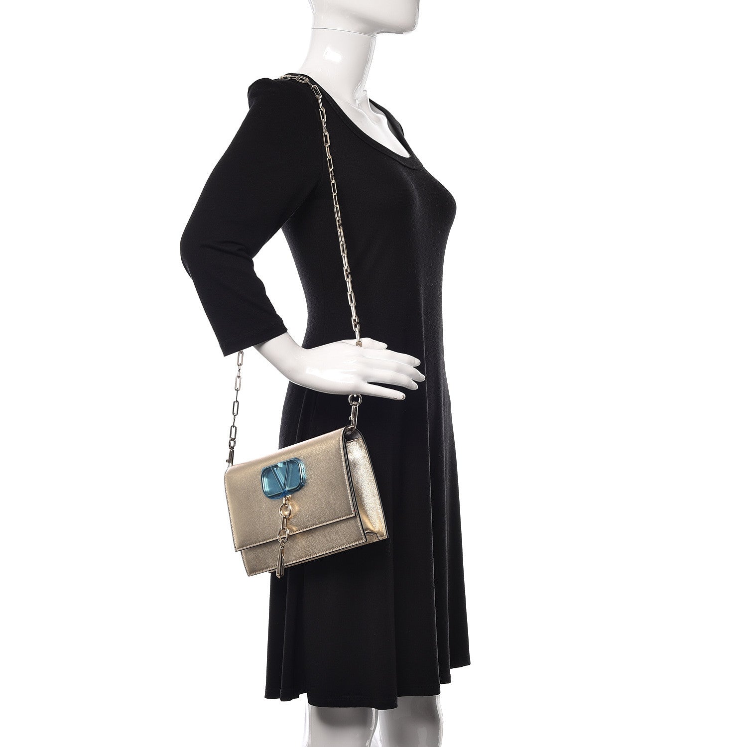 Valentino Garavani Metallic Nappa Small VCase Bag Platinum 2 of 10