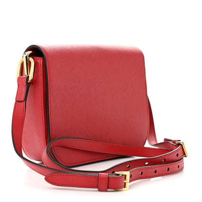 Prada Saffiano Lux Embleme Flap Shoulder Bag Fuoco 3 of 11