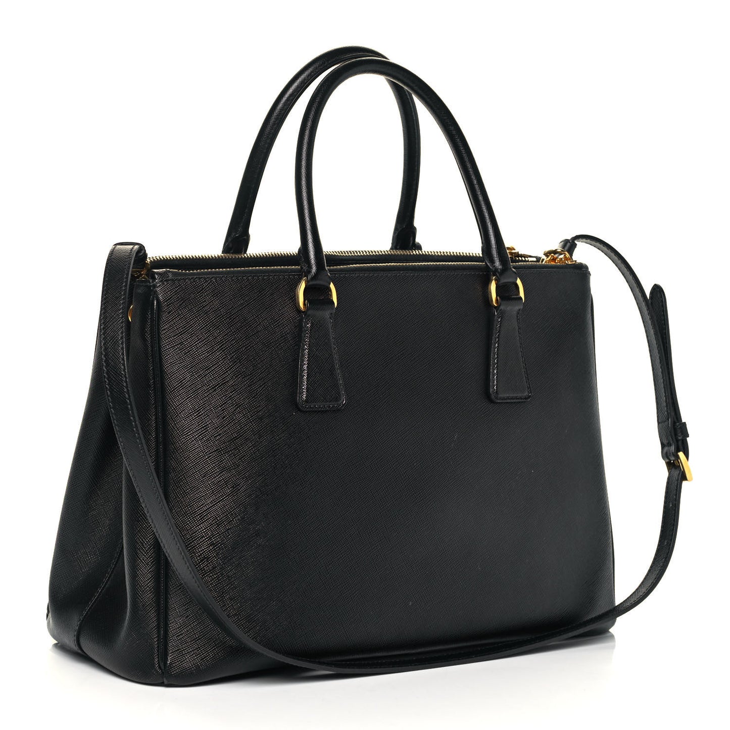 Saffiano Medium Galleria Double Zip Tote Black