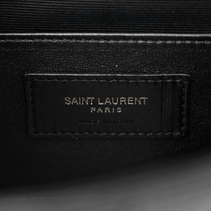 Saint Laurent Grain De Poudre Textured Mixed Matelasse Triquilt Small Monogram Monochrome Satchel Black 6 of 9