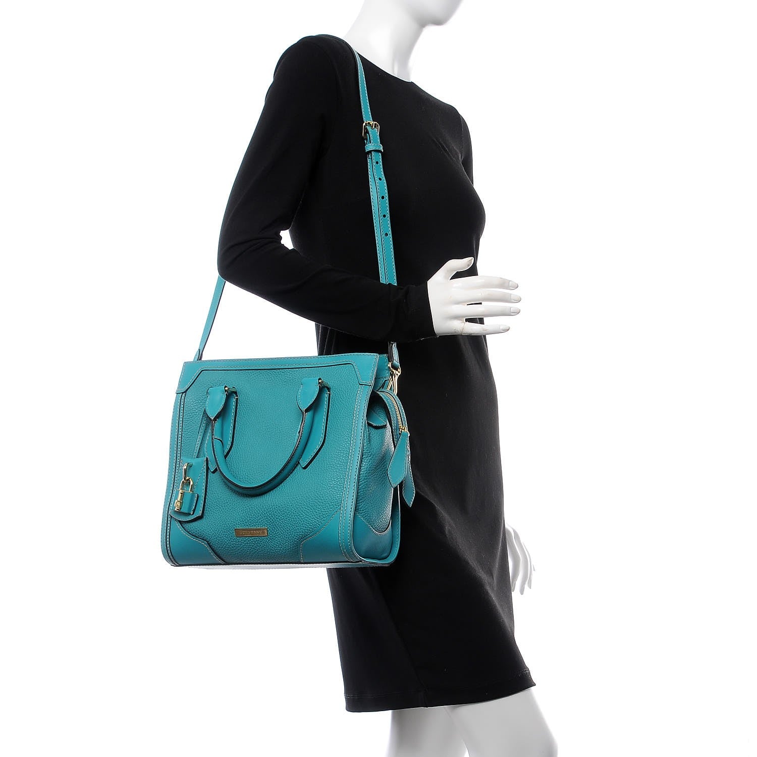 Burberry Pebbled Calfskin Small Honeywood Tote Kingfisher 2 of 14