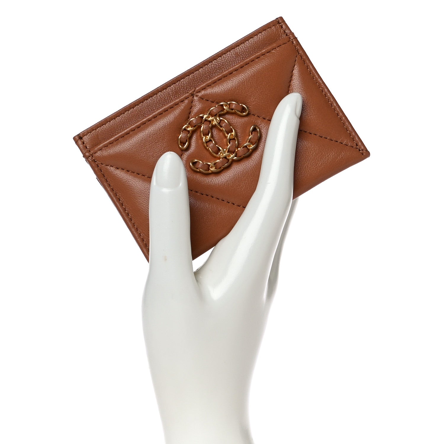 Chanel Lambskin Quilted Chanel 19 Card Holder Brown 2 of 11