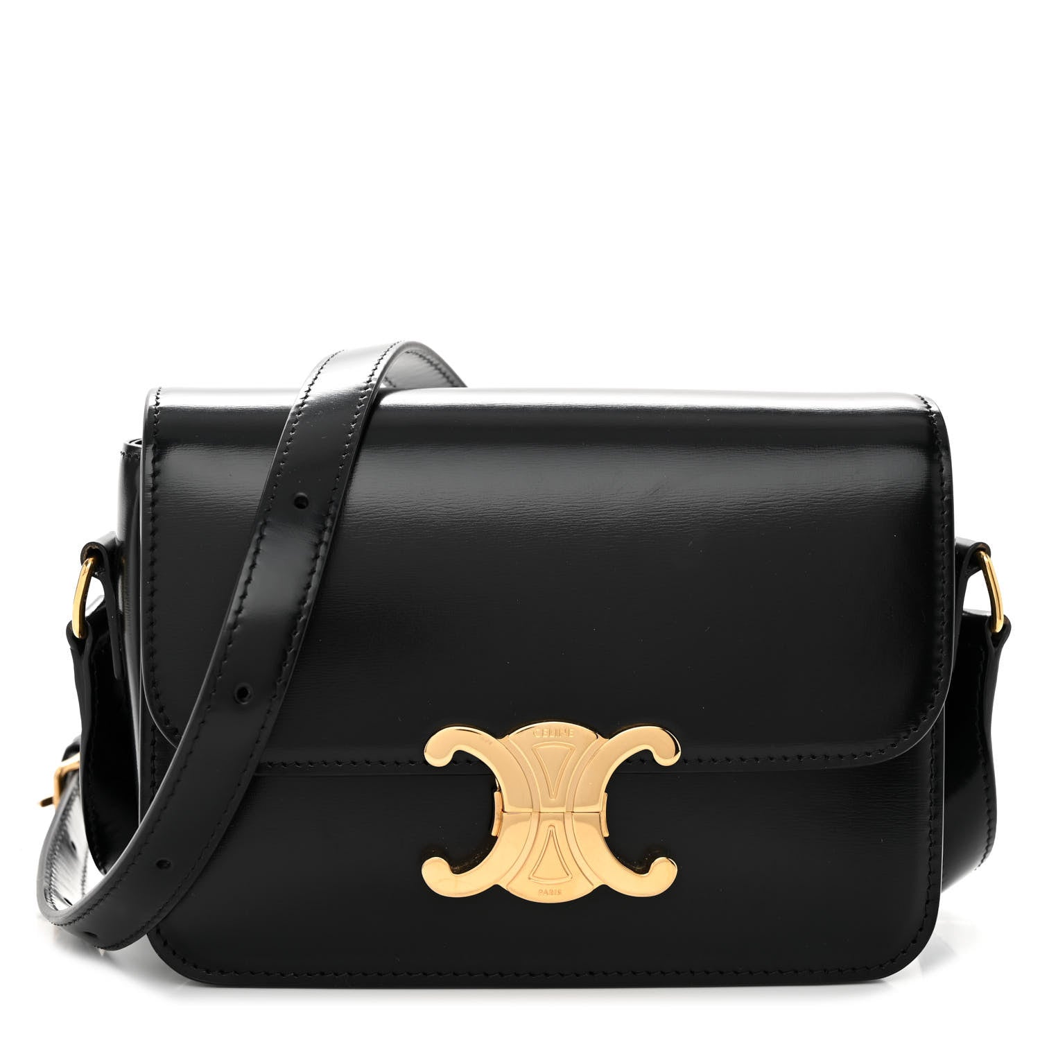 Celine Shiny Calfskin Teen Triomphe Black 1 of 10