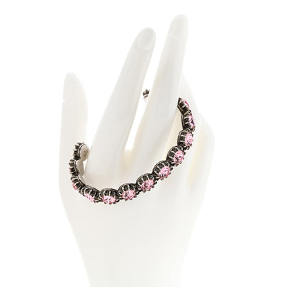 Gucci Metal Crystal Feline Cuff 16 Aged Silver Pink 2 of 8