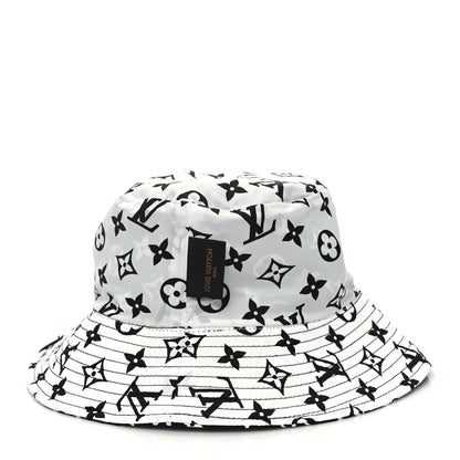 Louis Vuitton Nylon Monogram Reversible Bob Bucket Hat S Black White 12 of 13