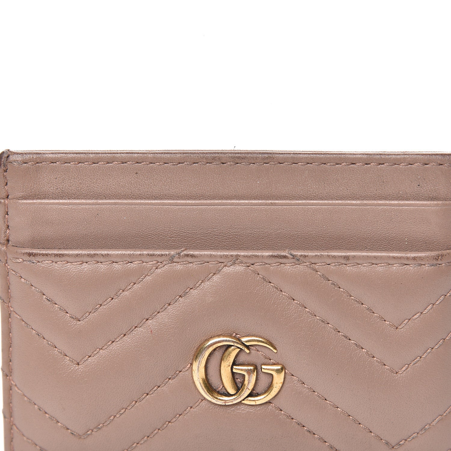 Gucci Calfskin Matelasse GG Marmont Card Holder Porcelain Rose 11 of 12